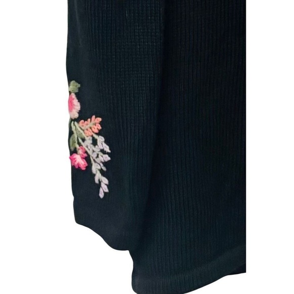 Vintage Black Embroidered Floral Button Ramie Cotton Blend Cardigan‎ Size Small - Picture 3 of 12